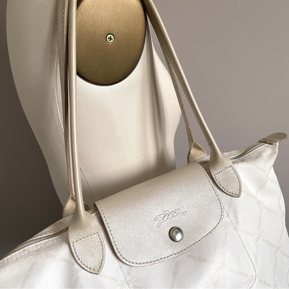 Longchamp Le Pliage White Coated Canvas Tote Bag - Medium - Picture 5 of 15